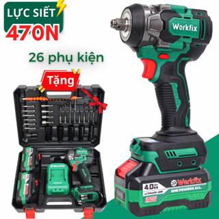 [TẶNG 26 PHỤ KIỆN] Máy Siết Bulong Dùng Pin WORKFIX WF-IW470N, Lực Siết 470N.m - Siết bulong, Bắt vít, Khoan tường...