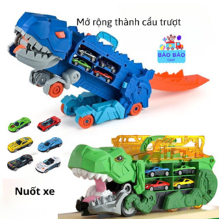 Đồ Chơi Xe Tải Khủng Long Biến Hình Khủng Long Nuốt xe Ô Tô Biến Hình Thành Đường Đua Và 6 Siêu Xe Đi Kèm Dành Cho Bé