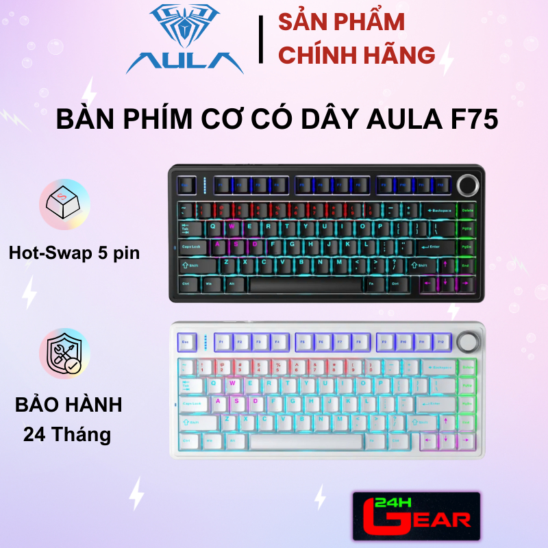 Bàn phím cơ gaming AULA F75 (Hot-Swap 5 pin / Multi-LED) Chính hãng | BigBuy360 - bigbuy360.vn