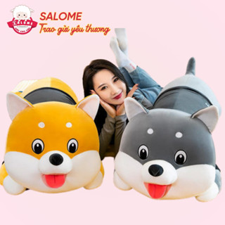  Gấu Bông Chó Shiba Le Lưỡi Mặc Áo Dễ Thương Cute SALOME Thú Bông Chó Husky Khổng Lồ Gối Ôm Ngủ 