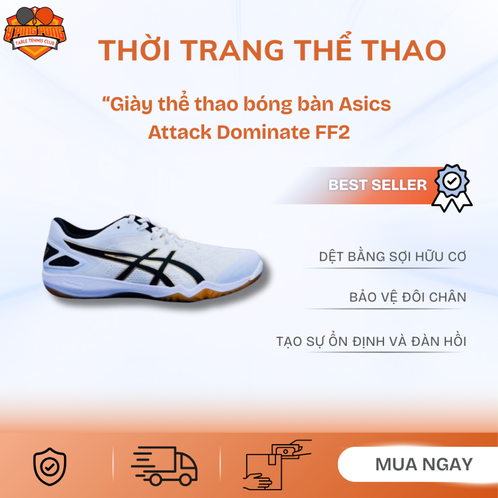 Giày thể thao bóng bàn Asics ATTACK DOMINATE FF2 CHÍNH HÃNG + Tặng kèm vớ asics