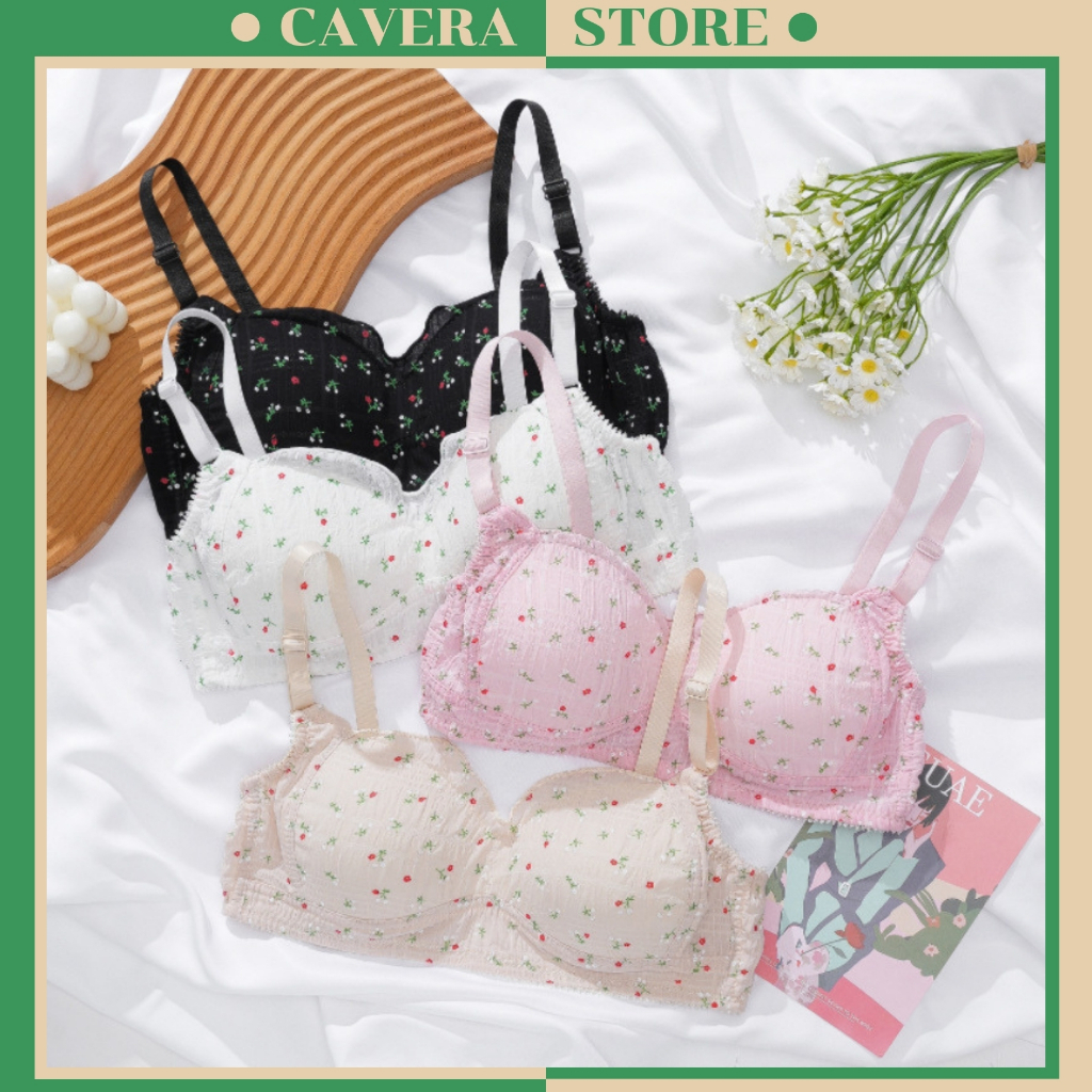 Combo 3 Áo ngực nữ học sinh - Áo lót mút mỏng hoa hồng xinh xắn Cavera A.739