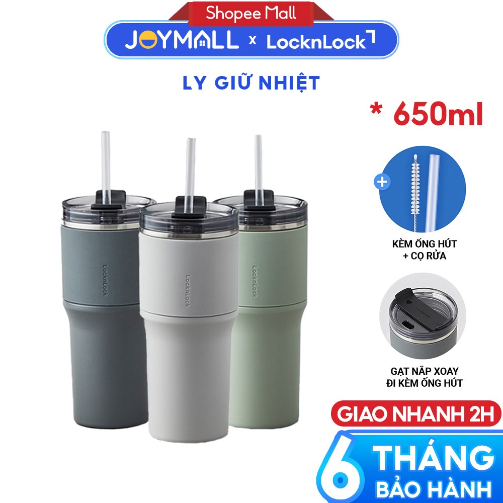 Ly giữ nhiệt LocknLock 650ml LHC4277S Metro Drive - Hàng chính hãng, kèm ống hút cọ rửa - JoyMall