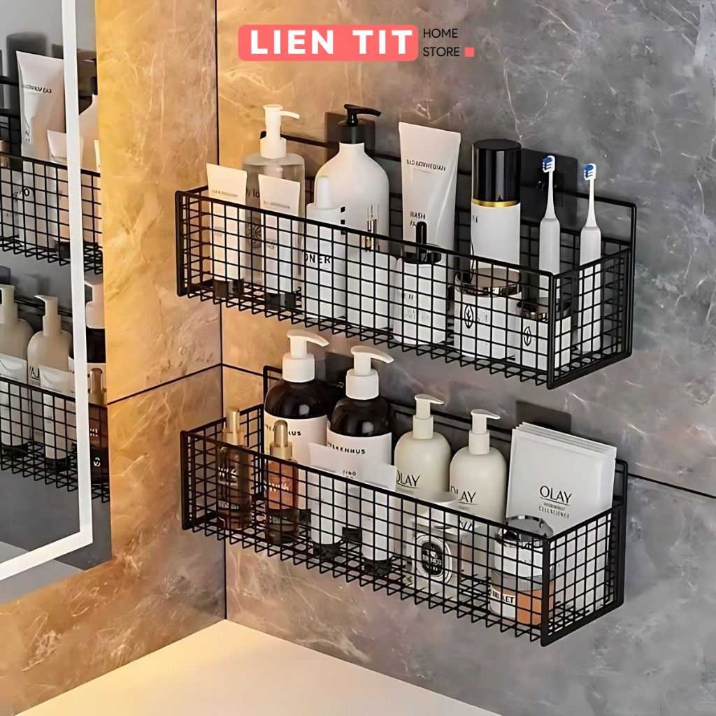 Kệ Để Đồ Nhà Tắm Dán Tường Siêu Chắc Loại Lớn, Kệ Nhà Tắm Sơn Tĩnh Điện Cao Cấp Không Gỉ Dính Tường Tiện Lợi