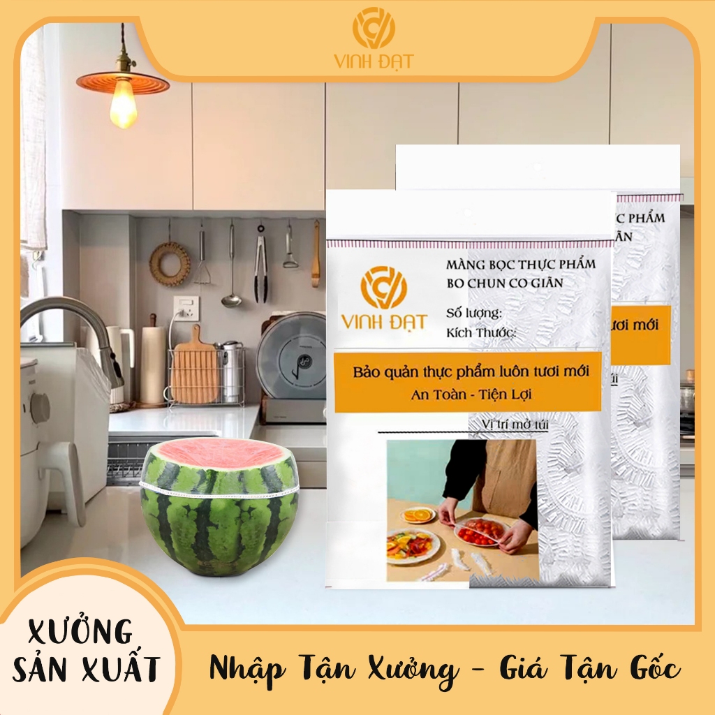 Màng Bọc Thực Phẩm Bo Chun Co Giãn Size To 46cm-43cm-38cm Túi Rút 100 Chiếc Vinh Đạt siêu tiên ích
