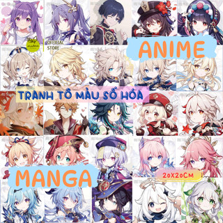   ANIME - MANGA  BÁN CHẠY Tranh tô màu theo số tranh số hóa 20x20 Có Khung 