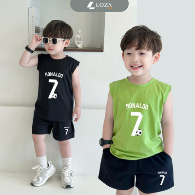 Bộ ba lỗ cho bé trai số 7 Ronaldo size từ 15-40kg - Bộ quần áo sát nách cho trẻ em nam Loza Kids BL375