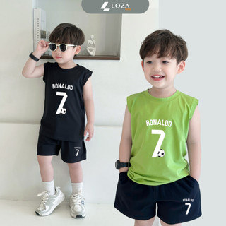  Bộ ba lỗ cho bé trai số 7 Ronaldo size từ 15-40kg - Bộ quần áo sát nách cho trẻ em nam Loza Kids BL375 