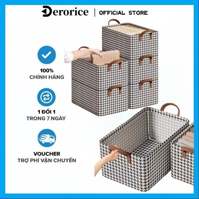 Hộp Đựng Đồ Đa Năng Chống Ẩm - Chất Liệu Vải Caro Cao Cấp, Xếp Gọn Góc Tủ Quần Áo & Đồ Dùng Bé, Dễ Dàng Vệ Sinh