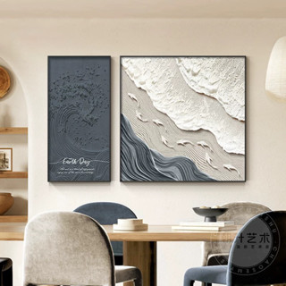  Tranh Canvas Treo Tường Biển Sóng Trừu Tượng Màu Xanh Trắng Trang Trí Phòng Ăn Hiện Đại Thiên Nhiên 