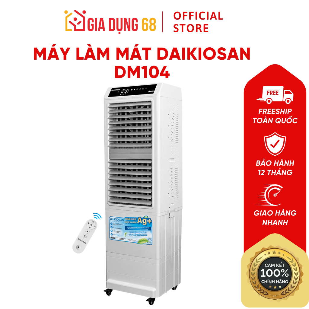 Quạt điều hòa dân dụng Daikiosan DM104 - quạt hơi nước chính hãng, công nghệ diệt khuẩn Ag+ hiện đại