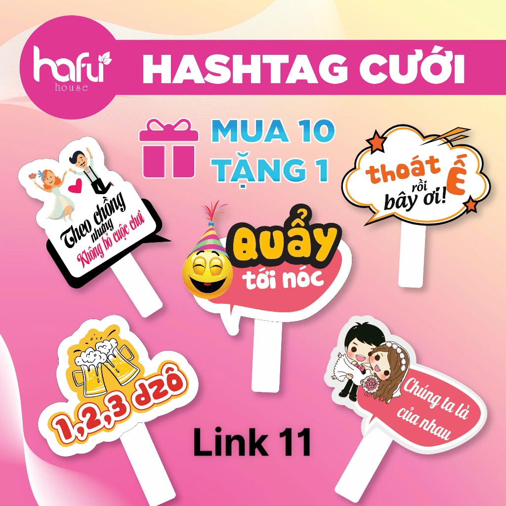 Bảng chụp hình cầm tay _ Hashtag chụp hình đám cưới, đám hỏi, sinh nhật,  Hafu House M501-550