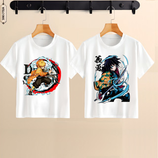  Áo thun Thanh Gươm Diệt Quỷ Demon Slayer Kimetsu no Yaiba amine màu trắng cộc tay có đủ size từ 10kg 
