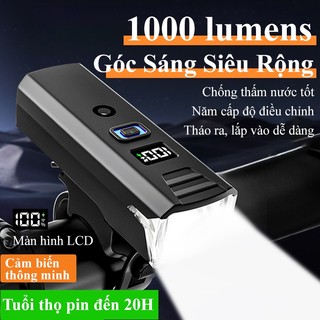  Đèn LED gắn xe đạp siêu sáng COACE Đèn pha xe đạp thể thao chống nước màn hình hiển thị LCD cảm biến thông minh 