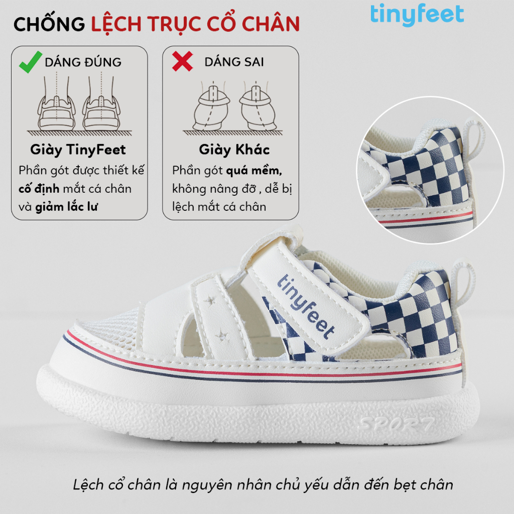 Giày Tập Đi Cho Bé Siêu Nhẹ TINYFEET TN03 Thoáng Khí, Dép Cho Bé Trai Bé Gái Chống Bẹt Chân