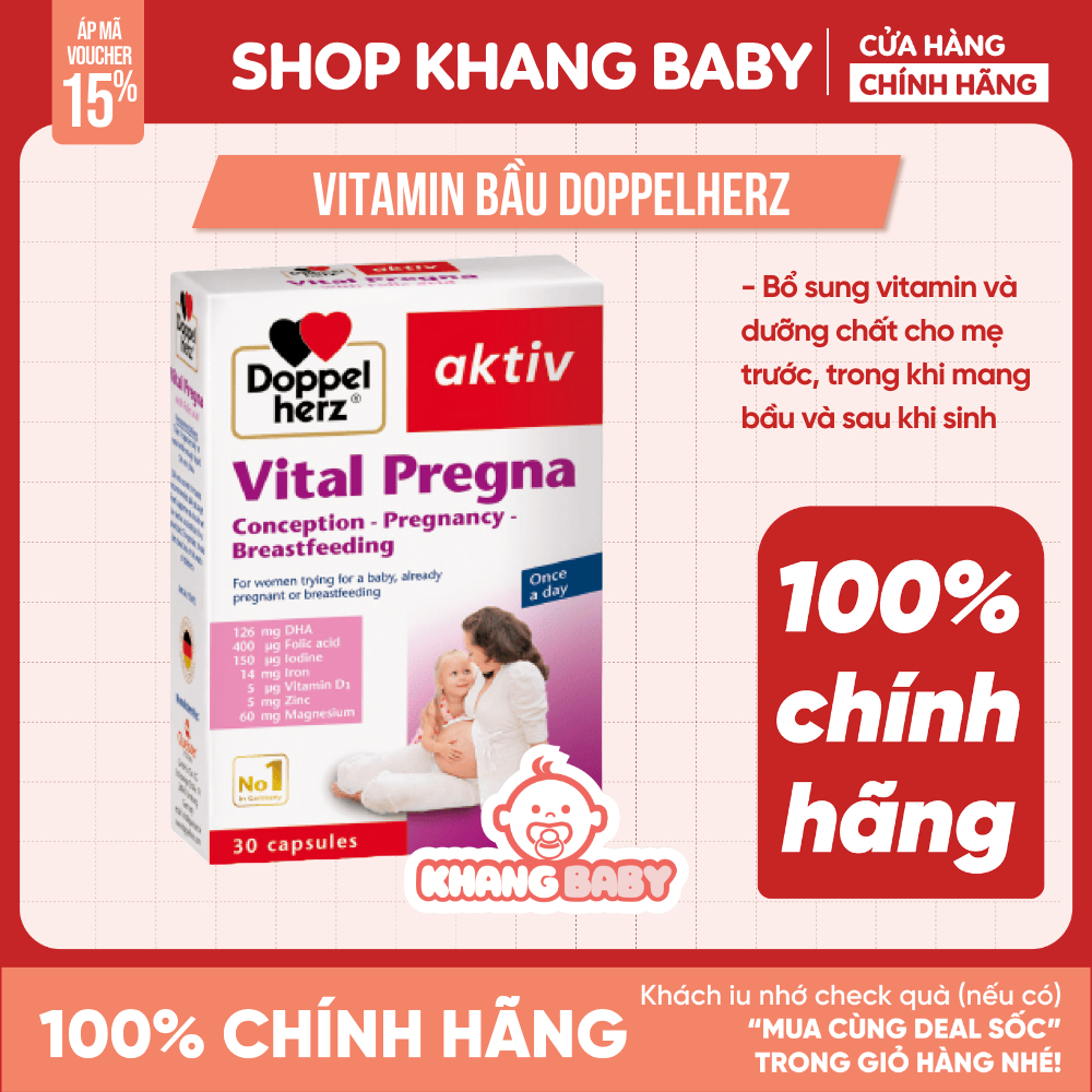 Vitamin bầu Doppelherz Vital Pregna (Hộp 30 viên)