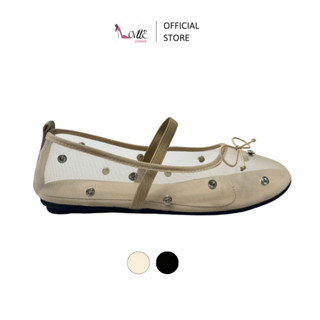 LOVIIECORNER - 2025 - FORM TO GIÀY BÚP BÊ LOLITA  LƯỚI ĐÍNH ĐÁ - GIÀY BALLET CÓ CHUN NHẸ NHÀNG THỜI TRANG - BB241108