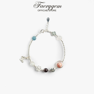 Vòng tay phong thuỷ mix 5 loại đá thiết kế Elegant FaeryGem đá đào hoa, garnet, citrine, aquamarine, moonstone