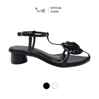 LOVIIECORNER GIÀY SANDAL CAO GÓT NỮ MŨI NHỌN - GIÀY SANDAL NỮ QUAI MẢNH HOA TRÀ GÓT TRÒN 5 PHÂN - G240503