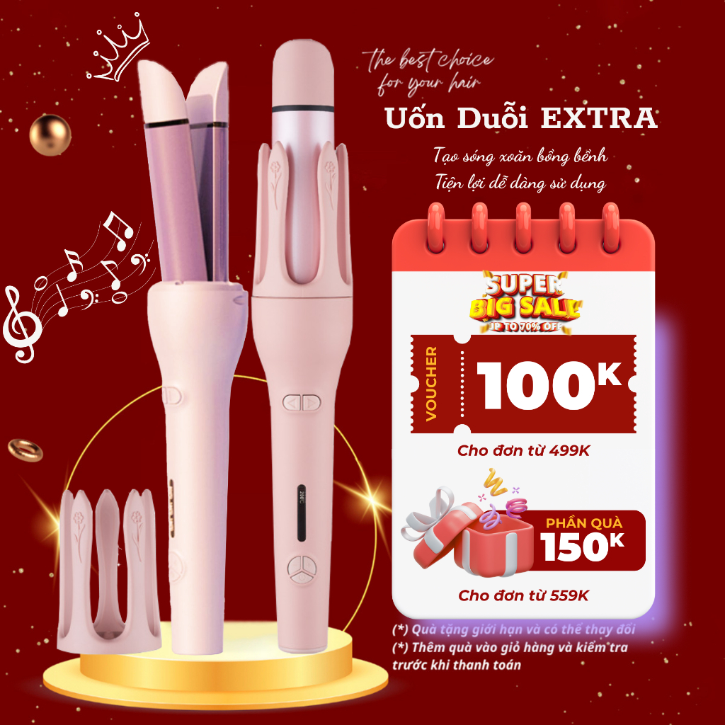 Máy Uốn Tóc Tự Động  EXTRA Bản Nâng Cấp 2 Trong 1 Uốn Xoăn Ép Duỗi Tóc, Máy Uốn Xoăn Tạo Kiểu Tóc Đa Năng