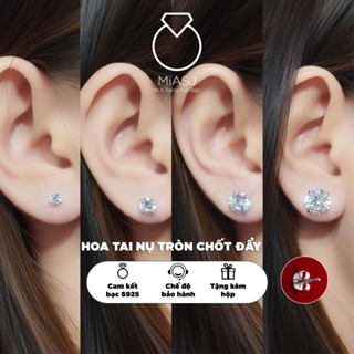 Bông tai hoa tai đá nụ tròn bạc Ý S925 MiASJ kết đá Cz cao cấp siêu sáng nhiều size