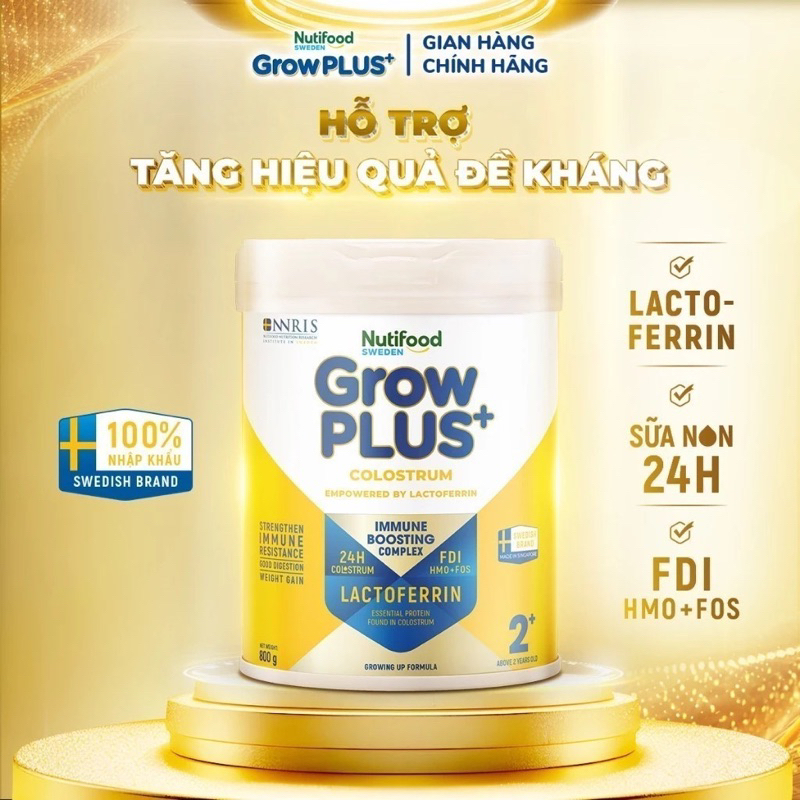 Sữa bột Nutifood Sweden GrowPLUS+ Colostrum Lactoferrin 800g