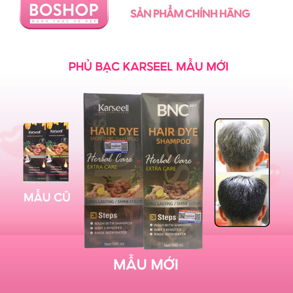 Dầu Gội Phủ Bạc Karseell Thảo Dược Hair Dye Shampoo 500ml