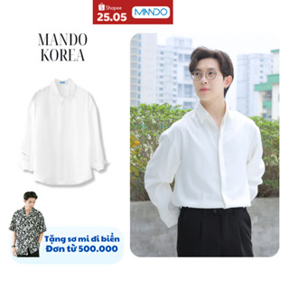 Áo Sơ Mi Trắng Nam Giấu Cúc MANDO Form Rộng Dài Tay Cao Cấp Phong Cách Hàn Quốc Thời Trang Nam MANDO - SMD101