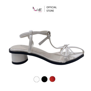 LOVIIECORNER - GIÀY SANDAL CAO GÓT NỮ - GIÀY SANDAL QUAI MẢNH PHỐI NƠ MŨI NHỌN HỞ HẬU CÀI GÓT TRỤ TRÒN 5 PHÂN - GG250313