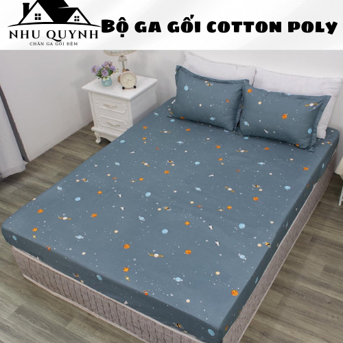 Bộ ga gối drap giường poly, ga trải giường + 2 vỏ gối nằm đơn giản m6 m8 2m2 Như Quỳnh Bedding
