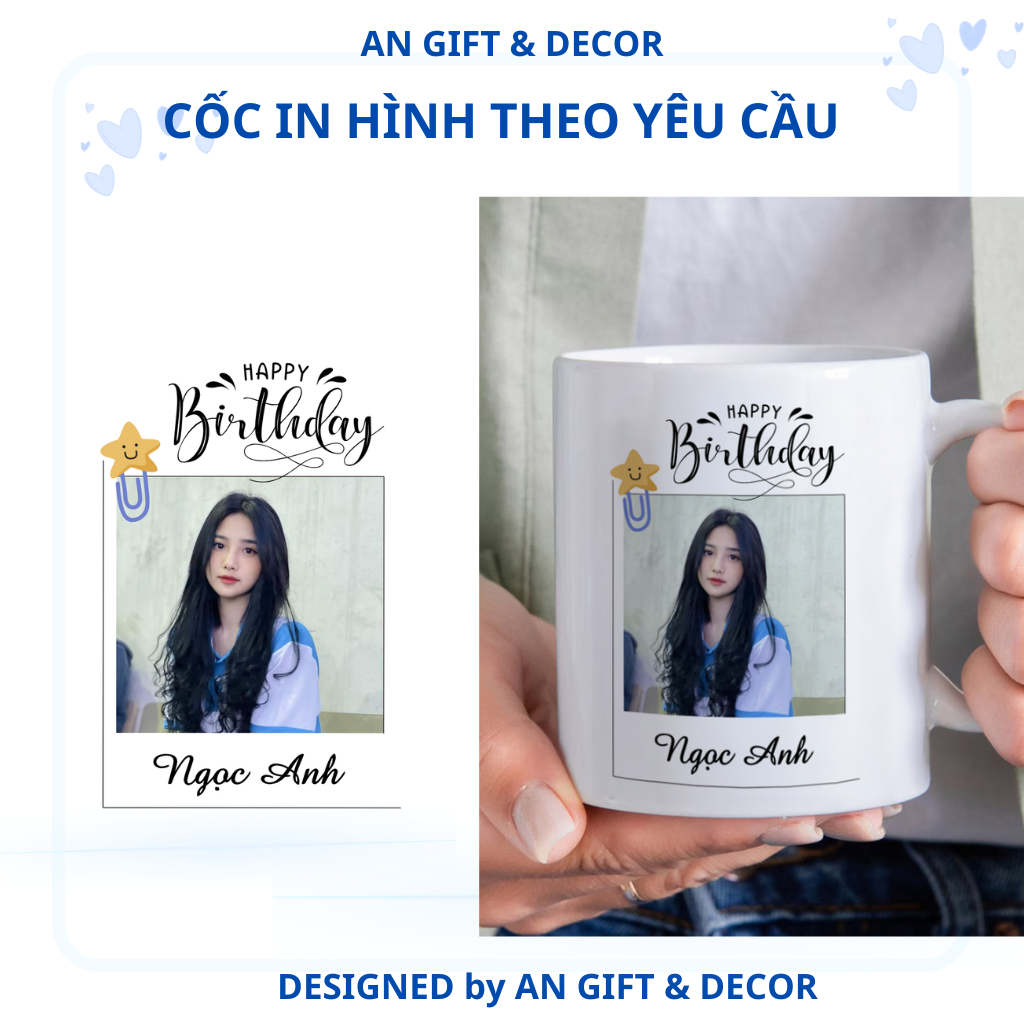 Ly sứ trắng in hình theo yêu cầu, quà tặng sinh nhật ý nghĩa cho bạn bè, người yêu, người thân, đồng nghiệp