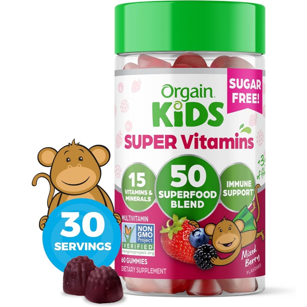 Kẹo dẻo vitamin trẻ em Orgain Kids SUPER Vitamin+39 of fiber 50 GUMMIES cung cấp vitamin, khoáng chấ