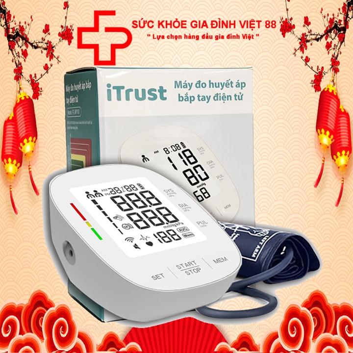 Máy đo huyết áp bắp tay iTrust BP101 Chính Hãng, màn hình LCD, tấm nền sáng, Bảo hành chính hãng 3 năm