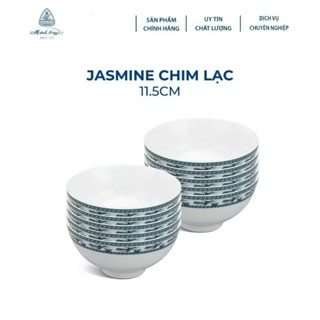Bộ 10 Chén Ăn Cơm Minh Long 11.5cm - Jasmine Chim Lạc sứ cao cấp, đẹp, họa tiết cổ điển dùng gia đình, tặng quà