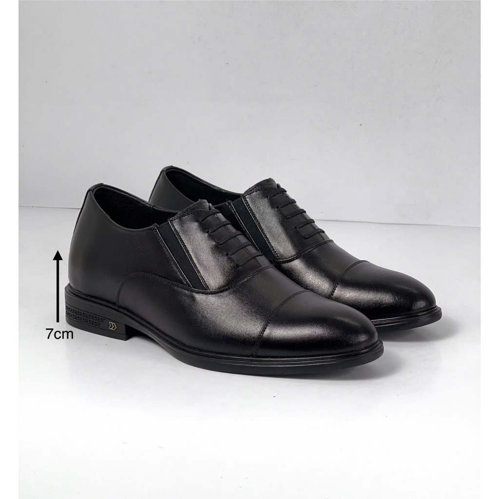 Giày oxford công sở tăng chiều cao 7cm(KHÔNG CẦN BUỘC DÂY).da bò cao cấp nhập khẩu,đế cao su khâu chắc chắn Bảo Hành 12t