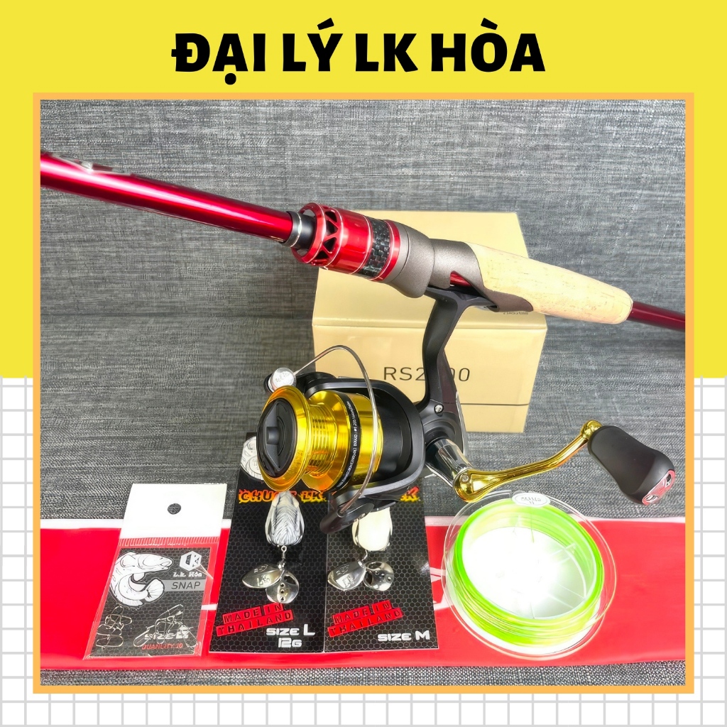 [TẶNG MŨ LK, CHUỘT TRƠN LK] Combo Trọn Bộ Câu Đứng Chuyên Lure Cần LK Máy DAIWA RS Full Bộ 10 Sản Ph