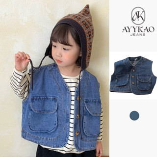 Áo Khoác Gile Jeans Cho Bé Kiểu Sát Nách Phong Cách Hàn Quốc Hàng Loại 1 - Ayykao