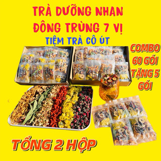   MUA 1 TẶNG 1  CÓ 2 HỘP 60 GÓI TẶNG THÊM 5 - TRÀ DƯỠNG NHAN ĐÔNG TRÙNG 7 VỊ-TIỆM TRÀ CÔ ÚT- TRÀ TEA CHÈ thanh mát 
