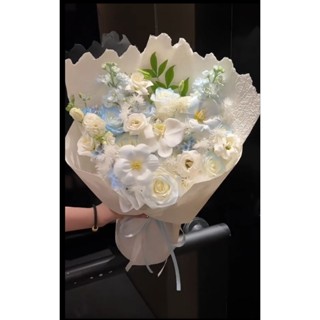 cốt Bó hoa giấy Kraft xé viền từ 10 đến 20 bông hoa sáp, len, handmade (hoa tuoi nhắn shop thay xốp nhé)