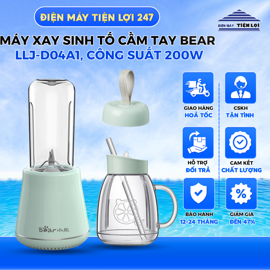 Máy xay sinh tố hoa quả cầm tay Bear LLJ-D04A1 - Điện Máy Tiện Lợi 247
