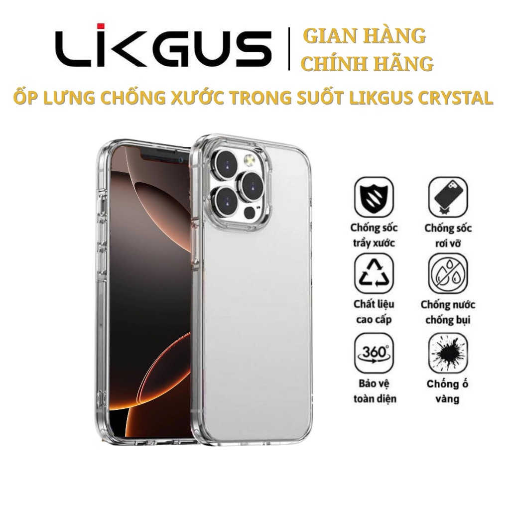 Ốp Lưng Trong Suốt LIKGUS WK Lưng Cứng Hạn Chế Ố Vàng Cho IP Series 11-12-13-14-15-16-17 Viền TPU Dẻo Dễ Tháo Lắp | BigBuy360 - bigbuy360.vn