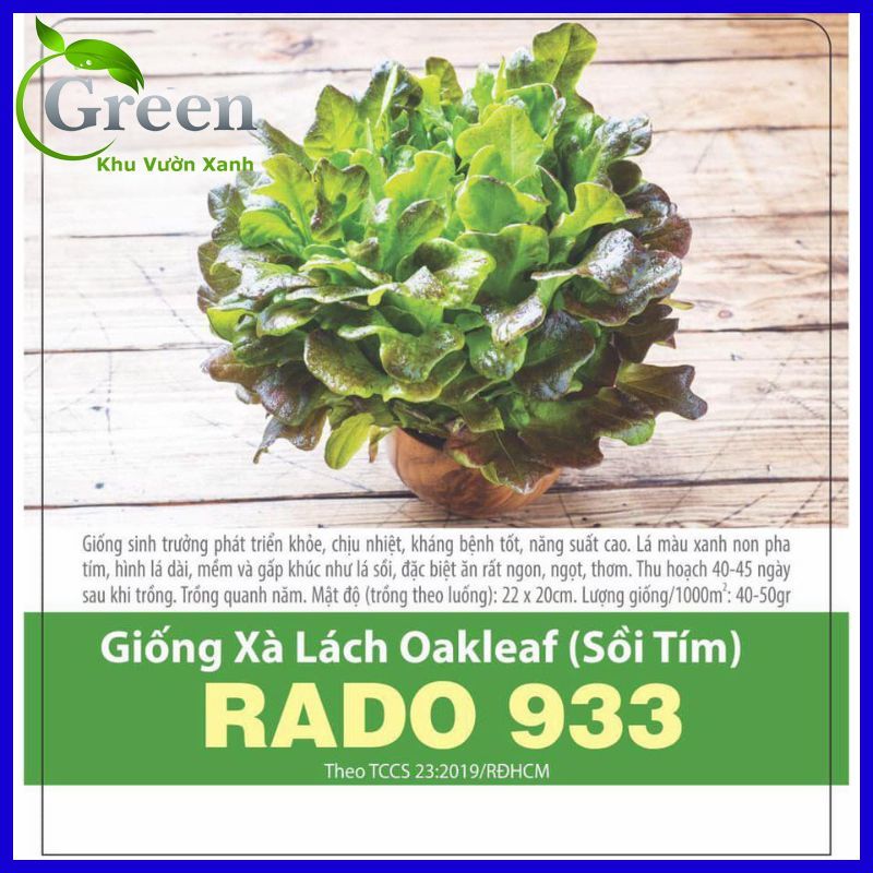 Hạt Giống Xà Lách Sồi Tím Italy (Oakleaf) Chịu Nhiệt Tốt, Thu Hoạch Nhanh