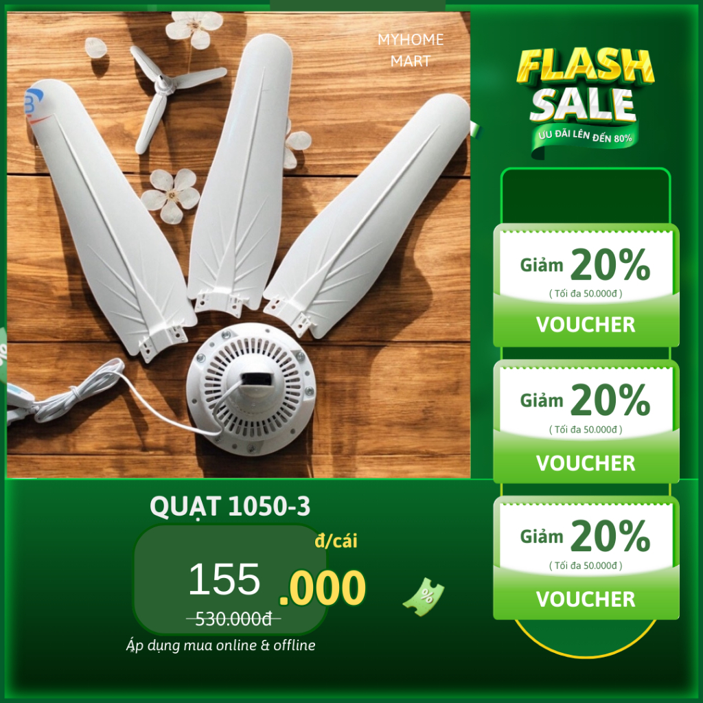 Quạt trần 3 cánh 1050mm cánh lớn