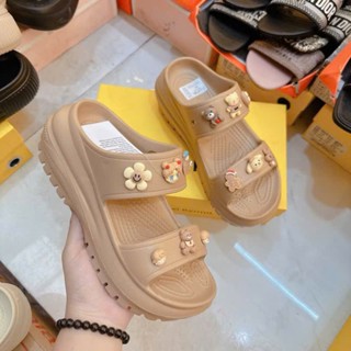 Dép đi biển đế cao 7cm, Dép bánh mì hai quai đi biển mùa hè chống nước, chống trơn trượt tặng bộ stick xinh dễ thương