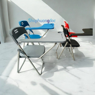 Ghế gấp liền bàn khung thép mặt nhựa