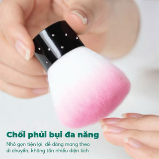 Chổi phủi bụi nail cán ngắn - Cọ phủi bụi nail chuyên dụng lông dày, mềm mượt
