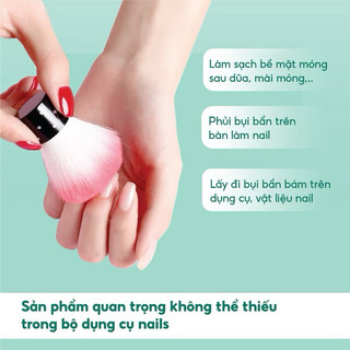 Chổi phủi bụi nail cán ngắn - Cọ phủi bụi nail chuyên dụng lông dày, mềm mượt