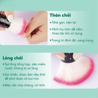 Chổi phủi bụi nail cán ngắn - Cọ phủi bụi nail chuyên dụng lông dày, mềm mượt