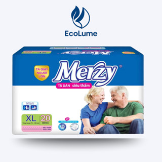  Tã dán người già Merzy XL 20 miếng siêu thấm bỉm cho người già khô thoáng có vách ngăn chống tràn 