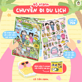  Bộ Tranh Gập Chuyến Đi Du Lịch kèm Sticker Cô Tiên Xanh chính hãng 